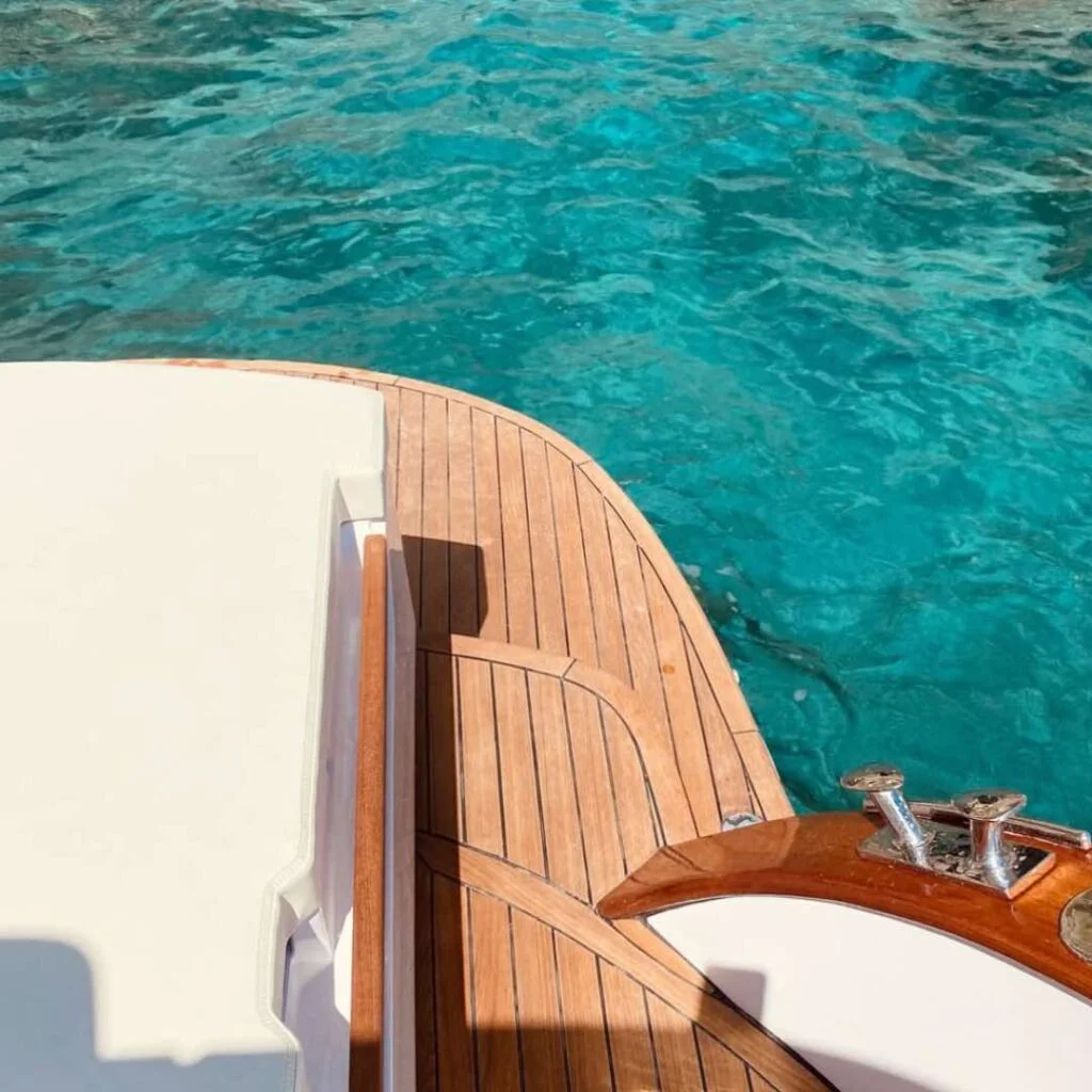 Boat with Captain in Amalfi Coast turquoise water